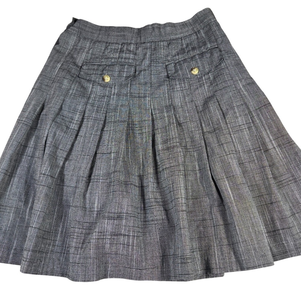 Mixit Vintage Gray Glen Plaid Pleated Midi Skirt Women Size 11/12 High Waist